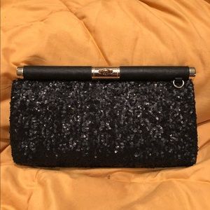 Charming Charlie | Black Sequin and Gold Clutch